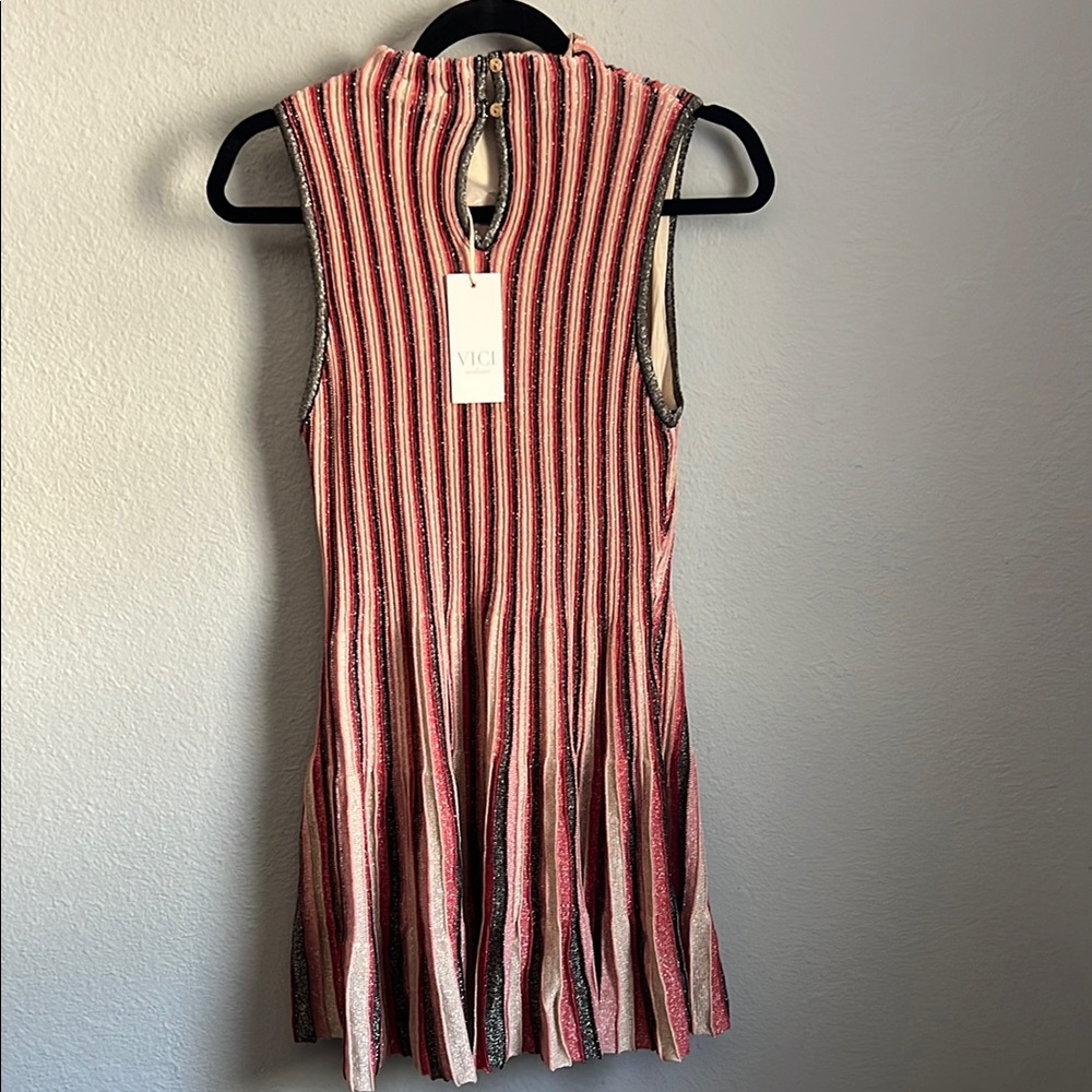 VICI Striped Red and White Sleeveless Dress New With Tags